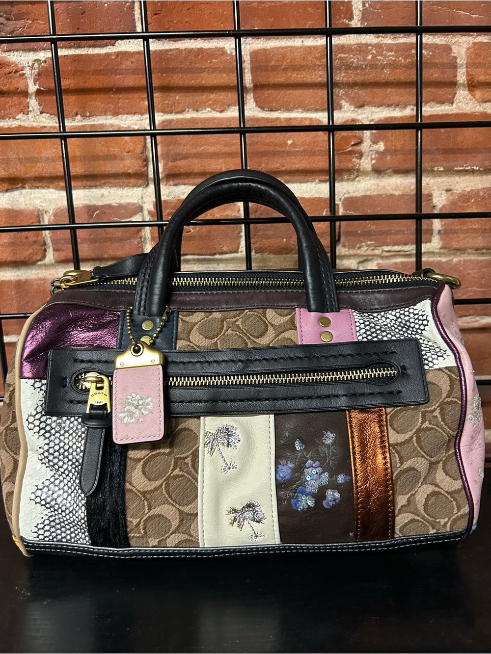 Coach Signature 1941 Patchwork Satchel Bag in Multicolor